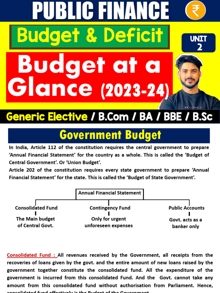Budget at A Galnce (Public Finance GE) Pratham Singh | PDF | Government ...