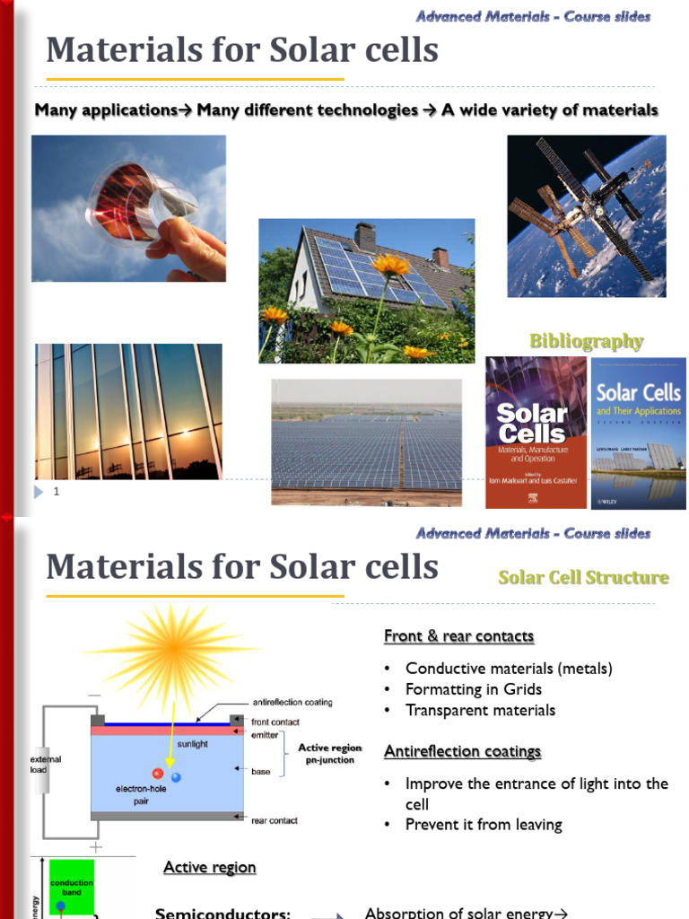 Solar Cell Materials and Technologies | PDF | Solar Cell | Thin Film ...