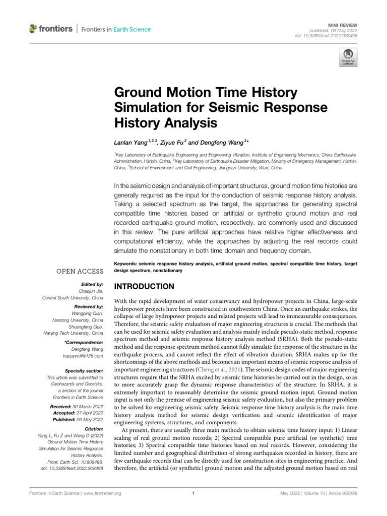 Ground Motion Simulation for Seismic Analysis | PDF | Spectral Density ...