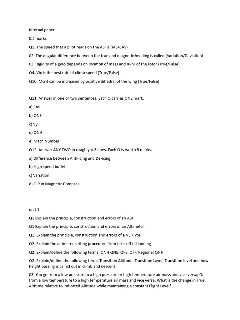 Technical Questions | PDF | Gyroscope | Mach Number