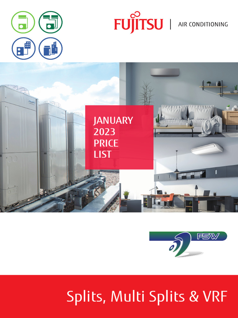 Fujitsu - FSW 2023 Price List 1 | PDF | Air Conditioning | Thermodynamics
