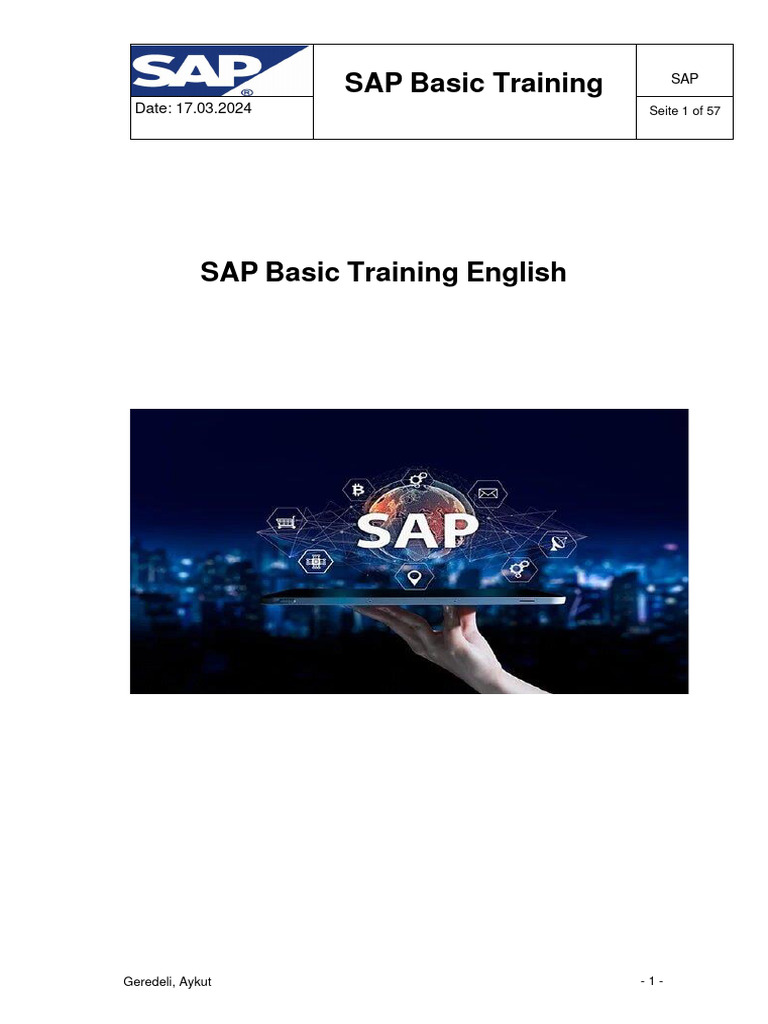 SAP Basic Training: Date: 17.03.2024 | PDF | Login | Menu (Computing)