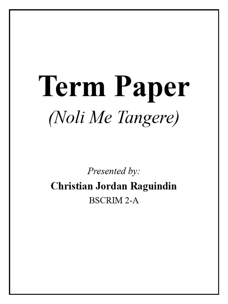 Noli Me Tangere: A Term Paper Analysis | PDF