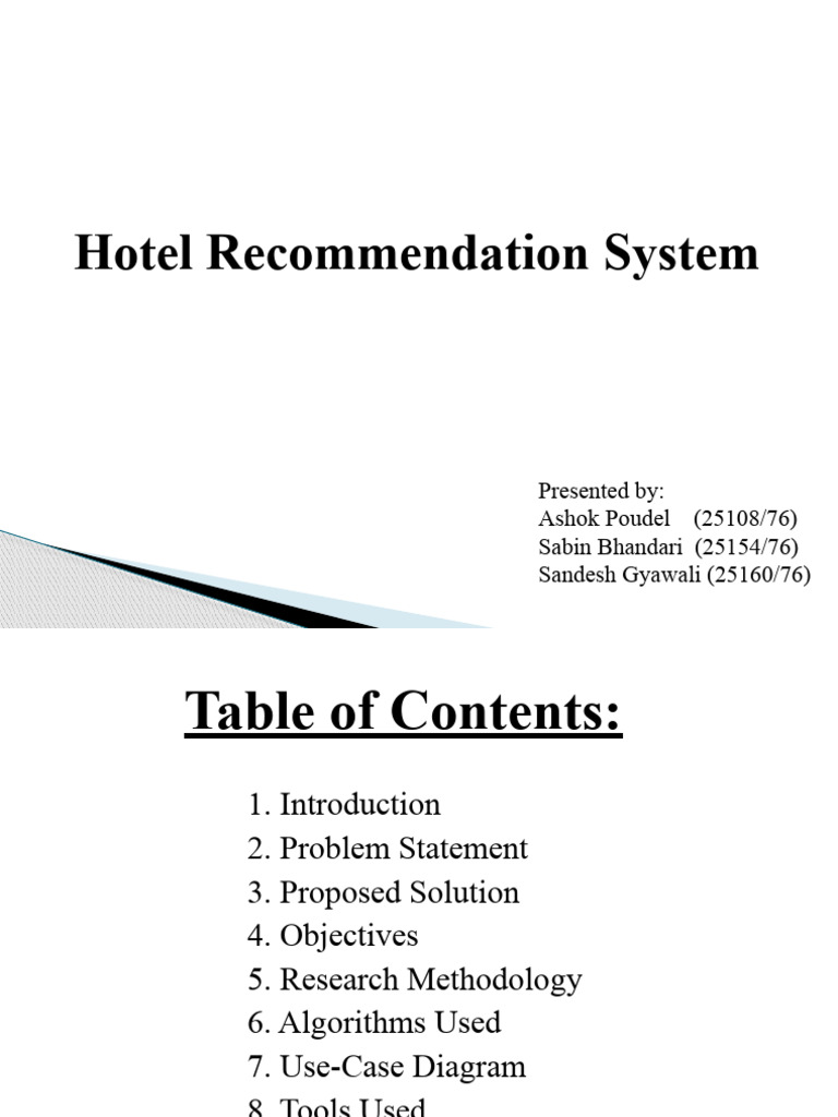 Hotel Recommendation System Overview | PDF | Usability | Computer Science