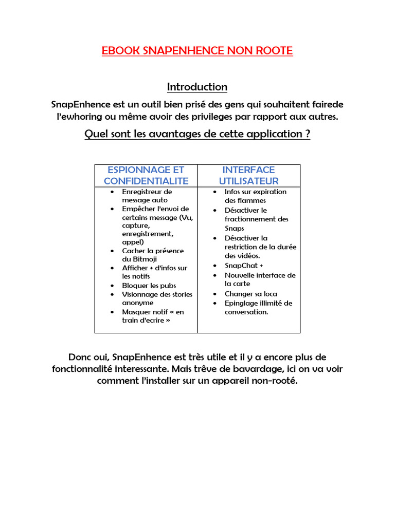 Snapenhence Tuto Non Roote-1 | PDF | Snapchat | Logiciel