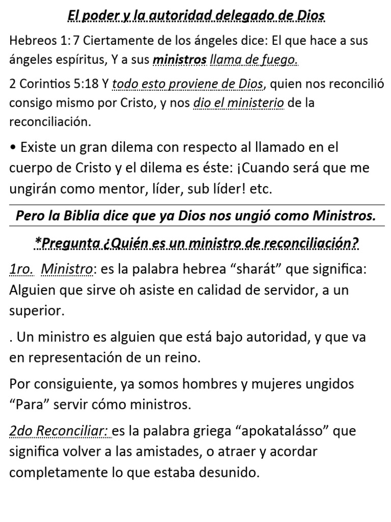 Poder y autoridad delegados por Dios | PDF | Jesús | Cristo (título)