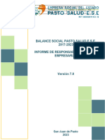 Balance Social Pasto Salud E.S.E. 2017-2023 Informe de Responsabilidad Social Empresarial
