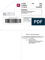 N 002621 T 018510 Valence A 0265 FR R09 24R: Fiche Destinataire