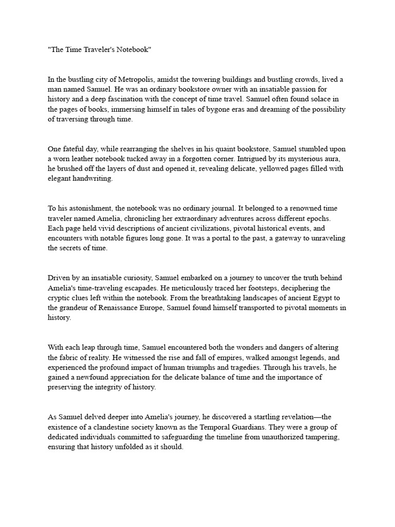 The Time Traveler S Notebook Pdf