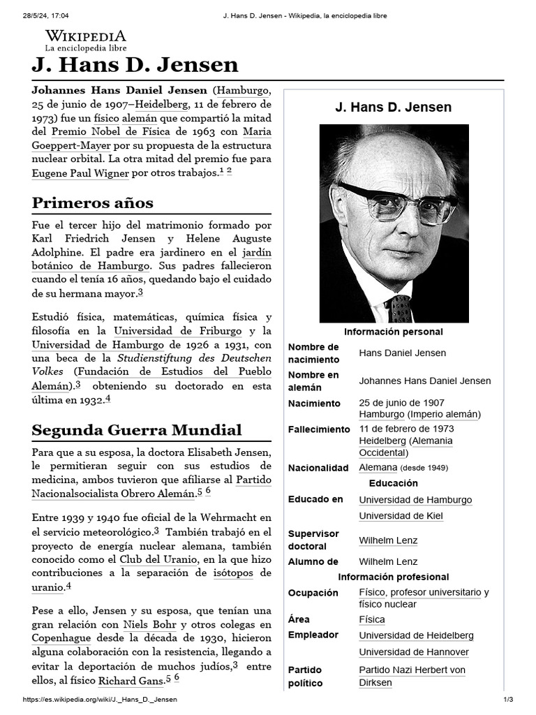 J. Hans D. Jensen Descargar gratis PDF Física nuclear