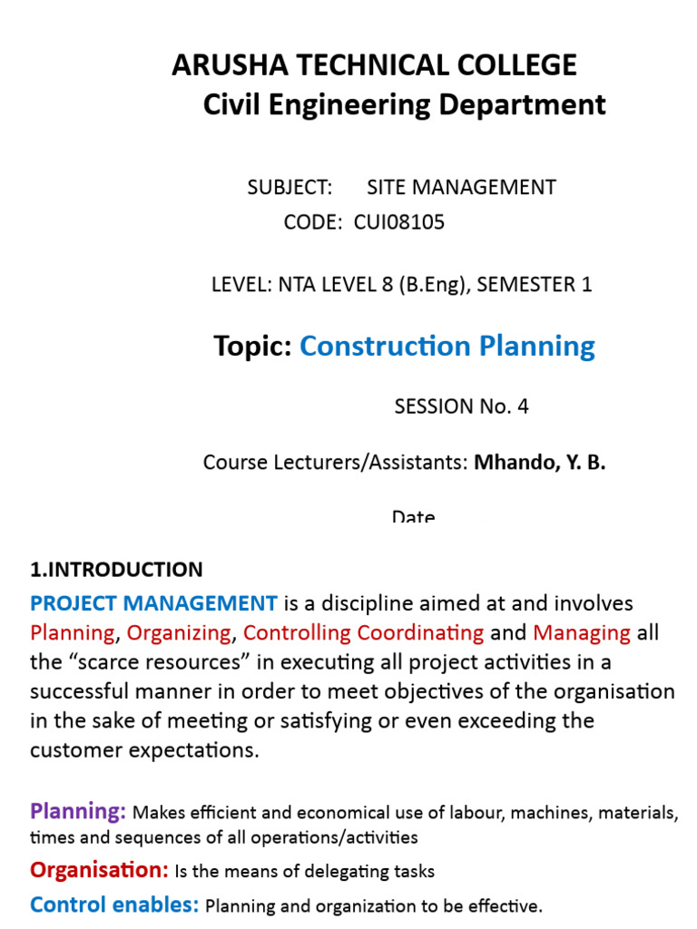 Construction Planning Techniques Guide | PDF | Project Management