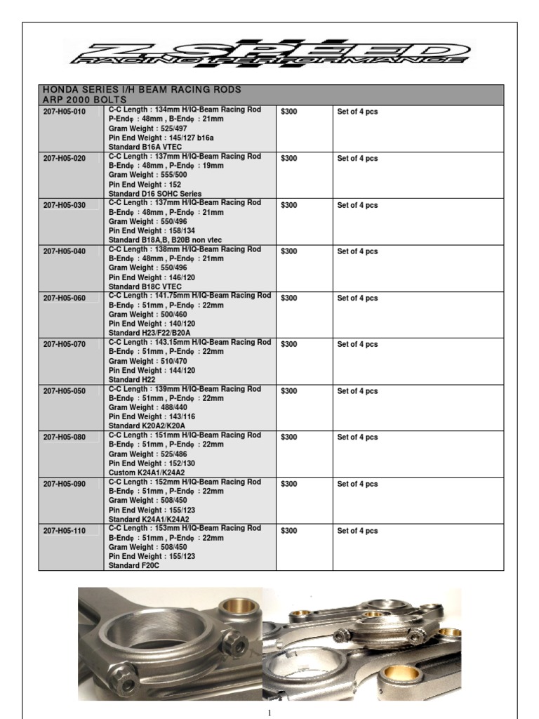 High-Performance Racing Rods Catalog | PDF | Forging | Engines