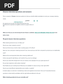 Cleaner Interview Question 