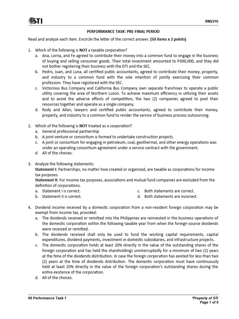 08 Performance Task 1 | PDF | Capital Gains Tax | Taxes
