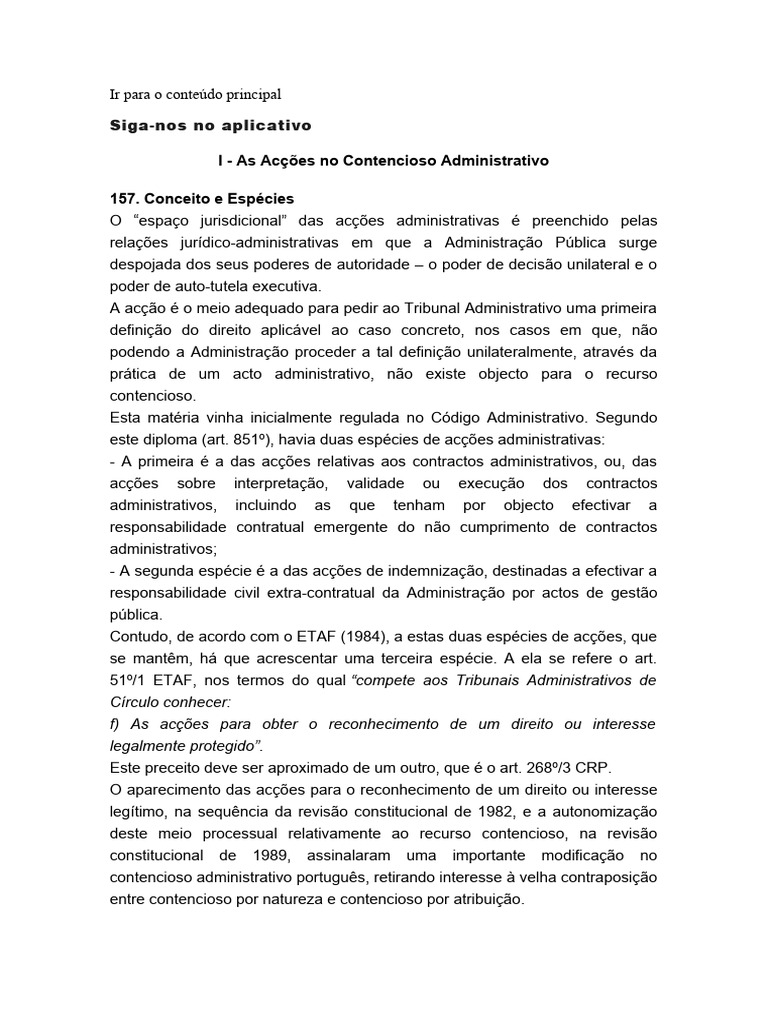 Acções no Contencioso Administrativo | PDF | Processo civil | Sentença ...