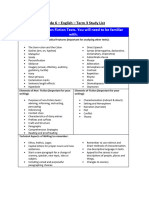 Grade 6 - English - Term 3 Study List