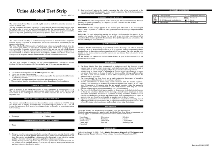 Urine Alcohol Test Strip ALC712 Guide | PDF | Ethanol | Color