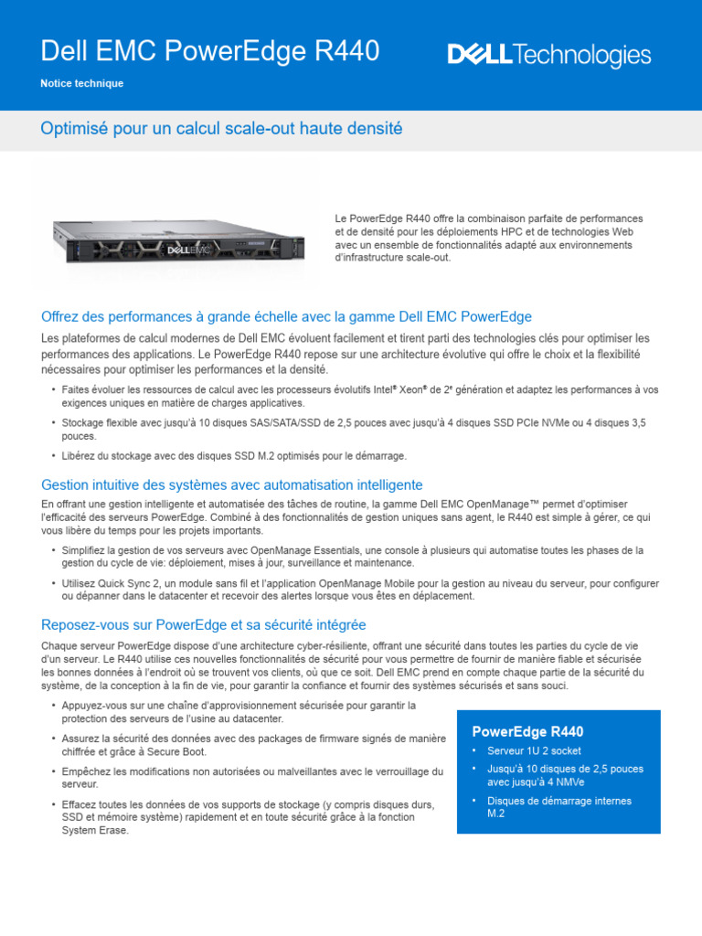 PowerEdge R440 Specsheet | PDF | Dell | Linux