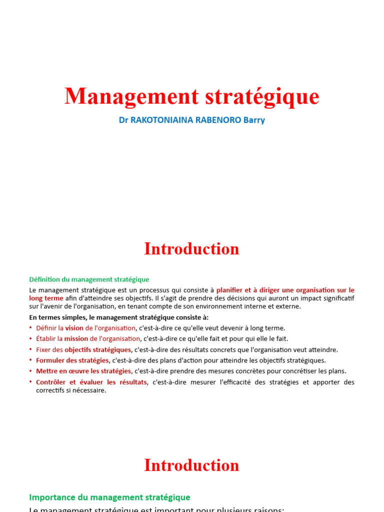 Exemples de management stratégique | PDF | Gestion stratégique ...