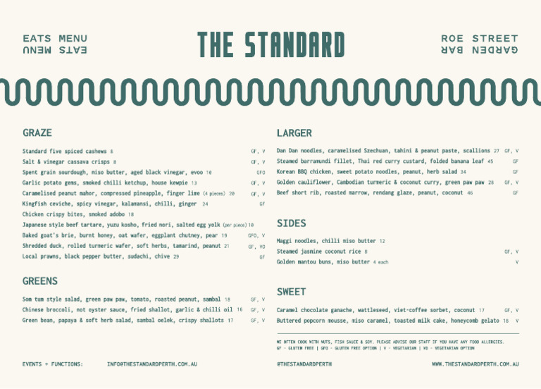 The Standard A La Carte Menu | PDF | Sauce | Curry
