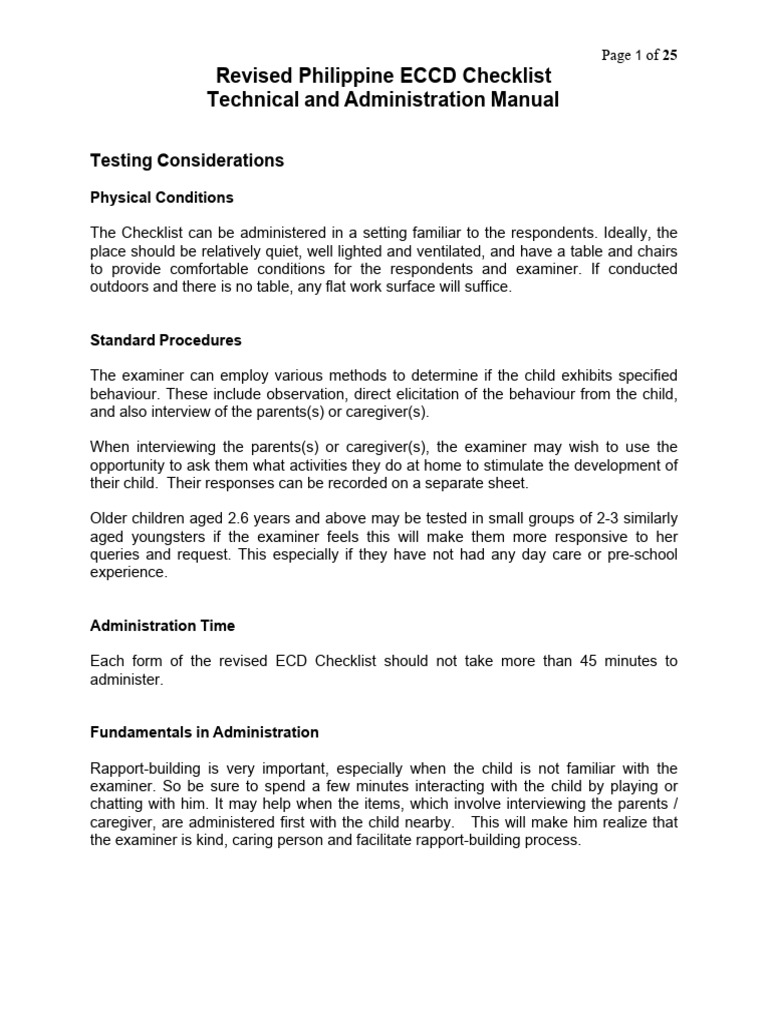 Revised ECCD Checklist Manual | PDF | Sibling | Hand