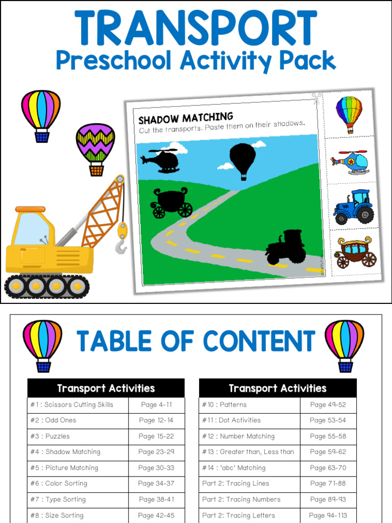 Preschool Transport Activity Pack | PDF | Color
