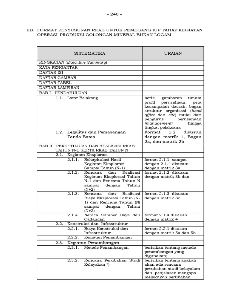 Format RKAB untuk IUP Mineral Non-Logam | PDF | Komputer