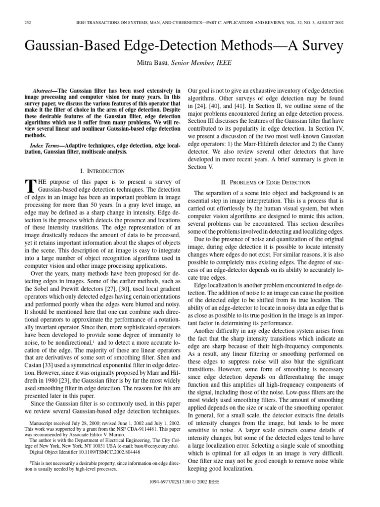 Gaussian based edge detection methods a survey pdf digital signal