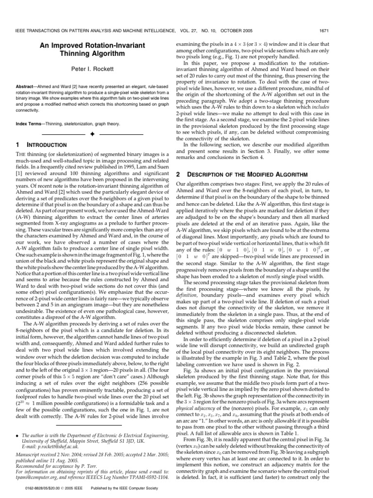 Enhanced Thinning Algorithm for Images | PDF | Matrix (Mathematics ...