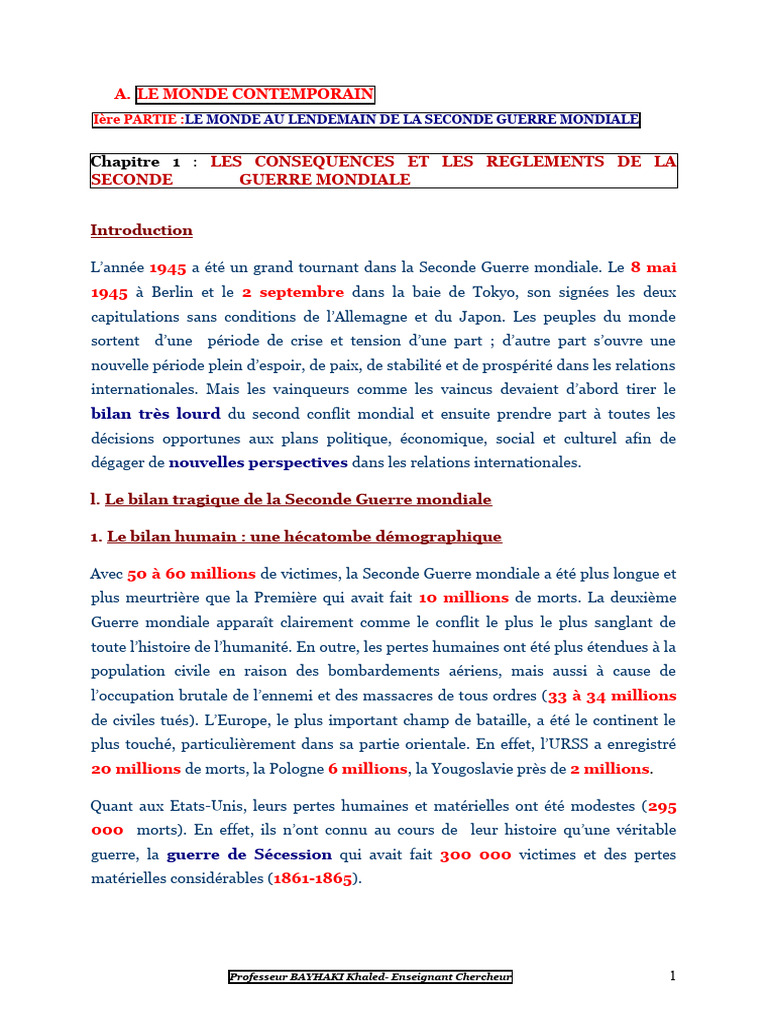 Conséquences de la Seconde Guerre mondiale | PDF | Accords de Bretton ...