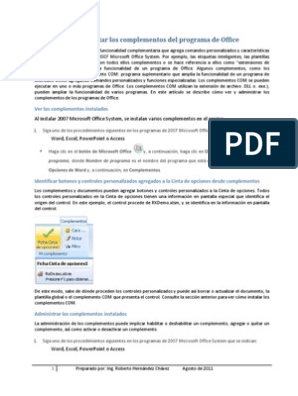 Habilitar o Deshabilitar Los Complementos Del Programa de Office | PDF |  Procesamiento de datos | Microsoft Excel