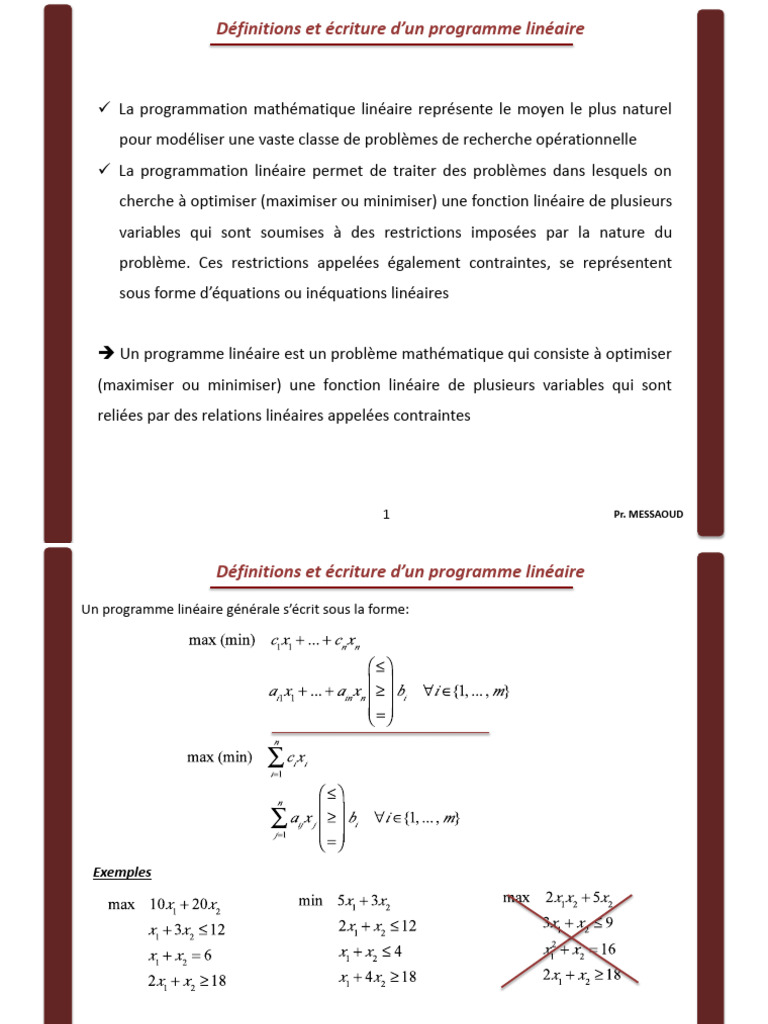 Exercice de programmation linéaire corrigé | PDF | Optimisation ...