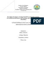 Investigate The Impact of Using Chatgpt On Education Students in Academic Performances and Learning Experiences at Colegio de Montalban