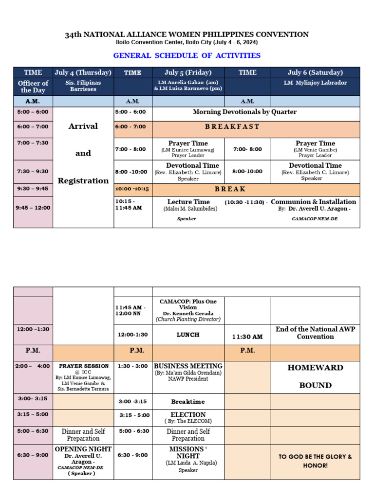 This Is Final Program For Nawp National Convention 2024 | PDF | Prayer ...