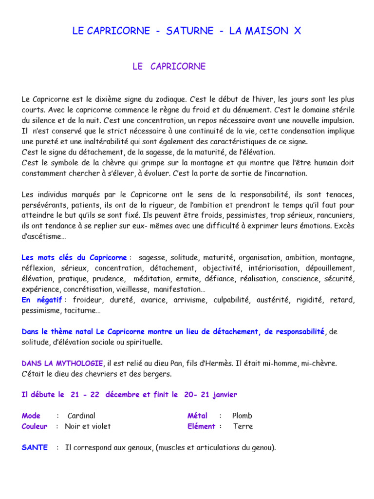 Saturne et Capricorne en Maison X PDF — free download