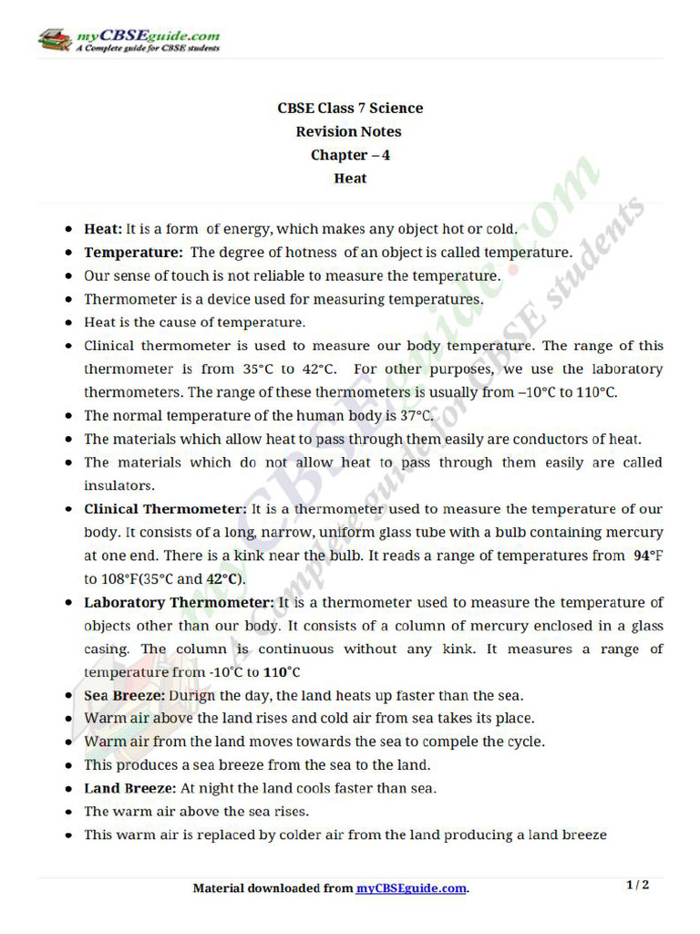 07 Science Key Notes ch04 Heat | PDF