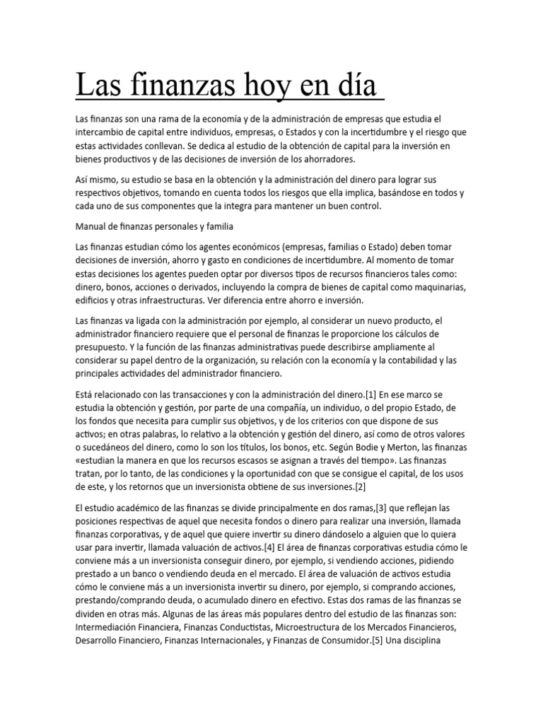 Las finanzas hoy en d a pdf economias dinero