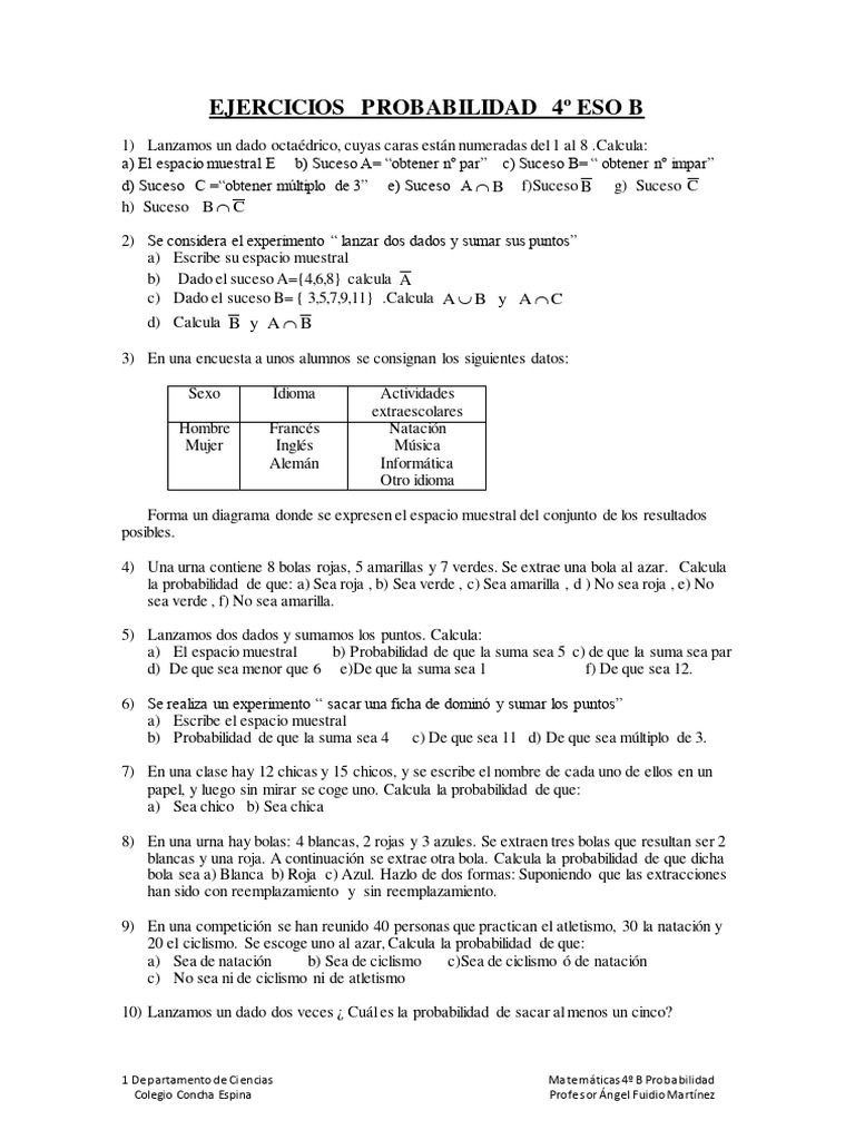 Ejercicios de Probabilidad con Dados | PDF | Probabilidad