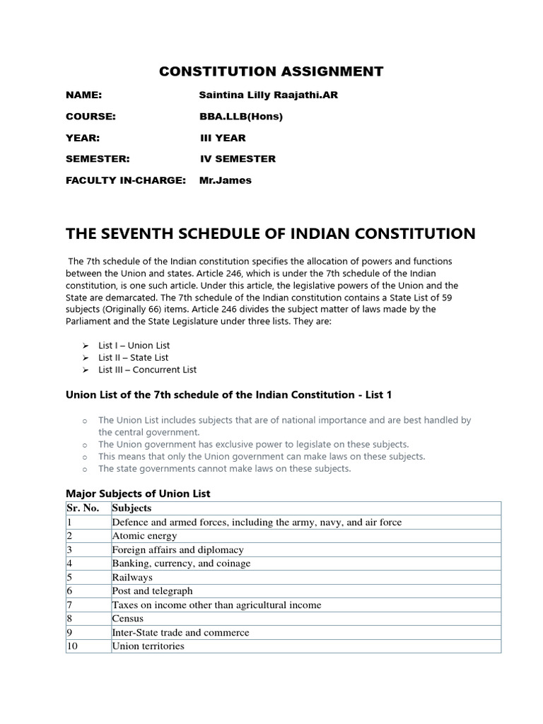 Union, State, and Concurrent Lists Explained | PDF | Bankruptcy ...
