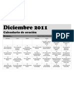 Calendario de Oracion para Diciembre 2011