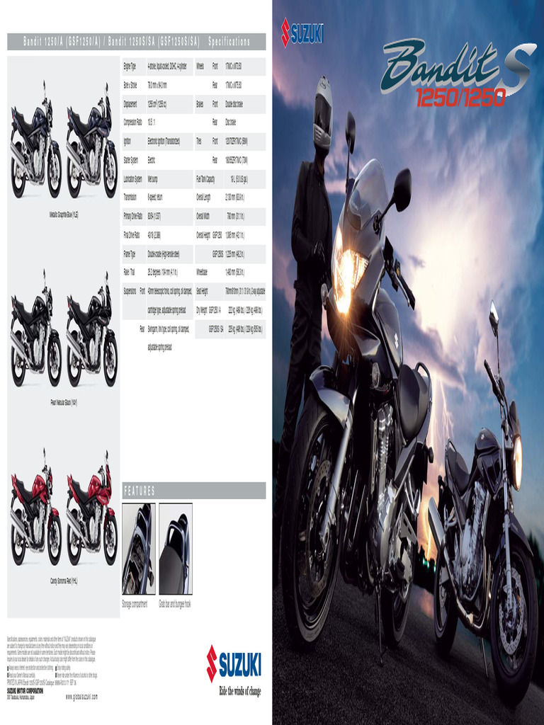 Suzuki Bandit 1250 Specs & Features | PDF | Throttle | Engines