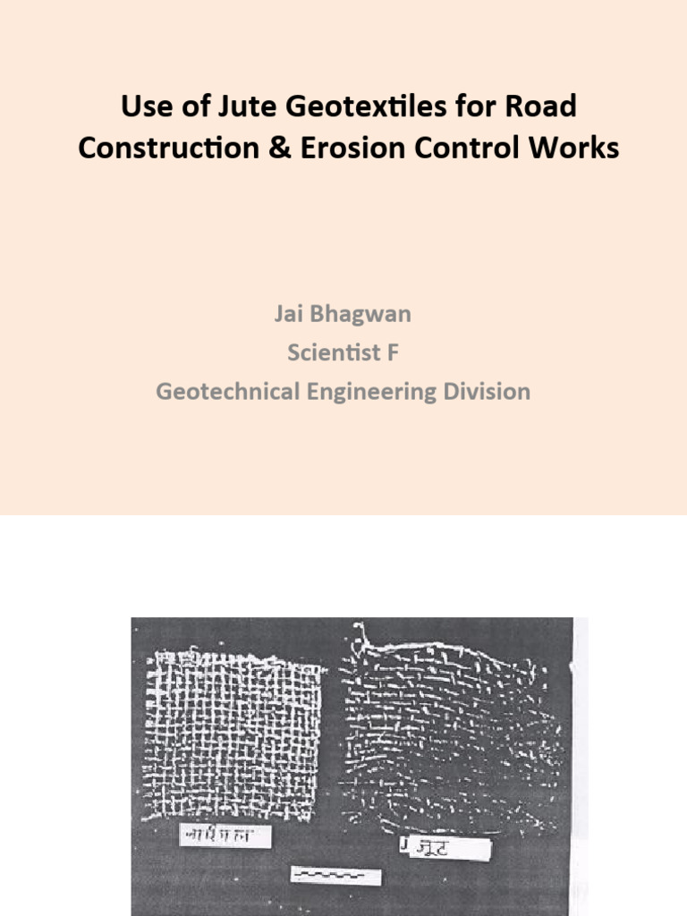 Use of Jute Geotextiles For Road Construction & | PDF | Erosion ...