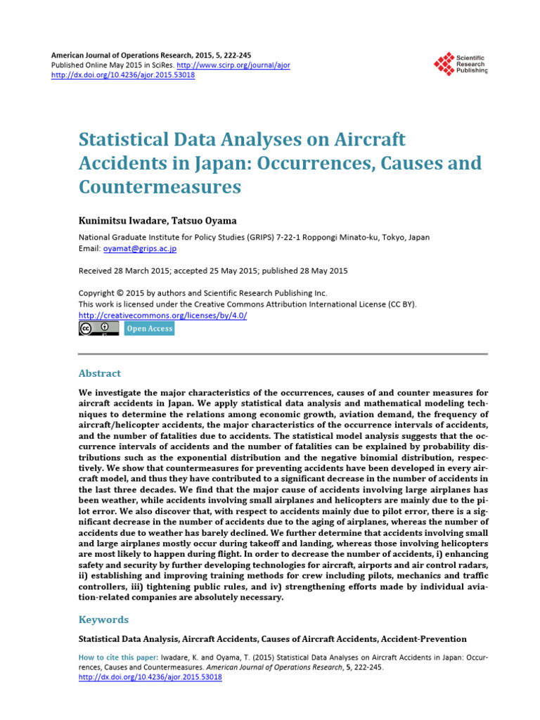 Statistical Data Analyses On Aircraft Accidents In Pdf Aviation
