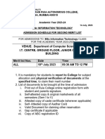 MSC IT Third Merit List 2023-24