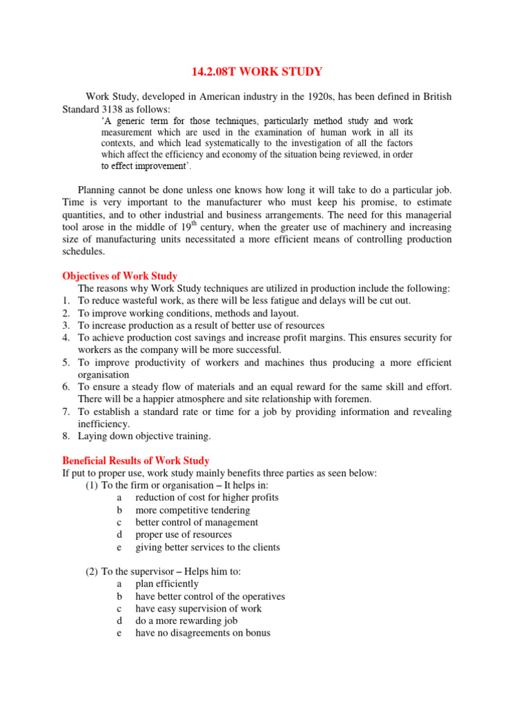 Work Study in Construction Management | PDF | Incentive