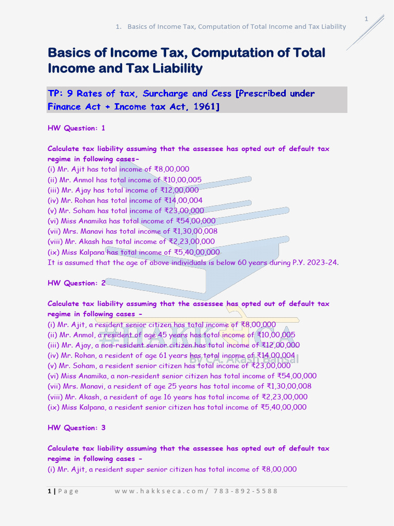 Income Tax Basics and Computation Guide | PDF | Income Tax | Interest