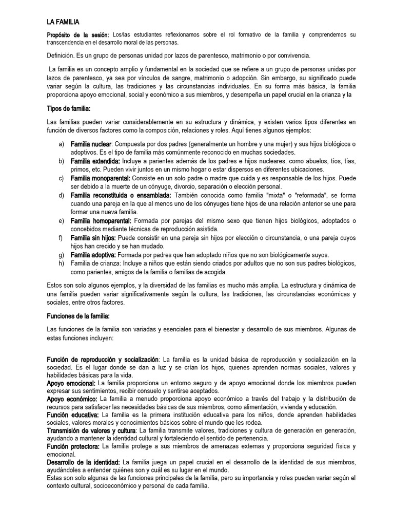 Tipos y funciones de la familia | PDF | Familia | Socialización