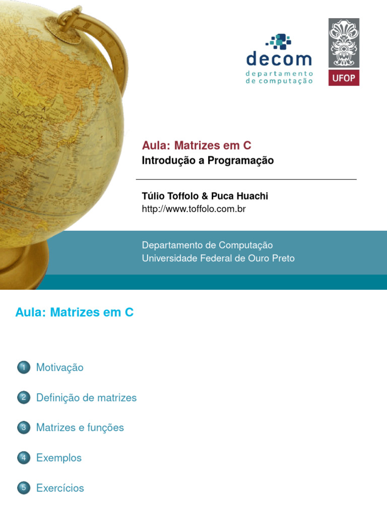 Matrizes em C: Definição e Exemplos | PDF | Matriz (Matemática) | C ...