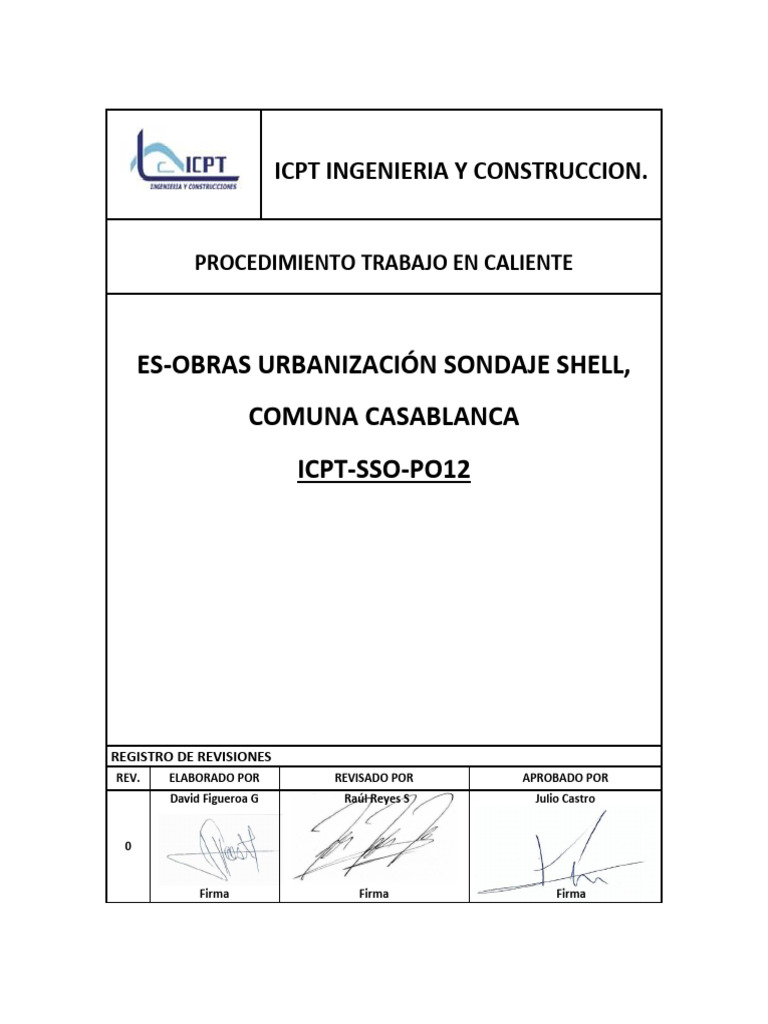ICPT-SSO-PO12 Procedimiento Trabajo en Caliente | PDF