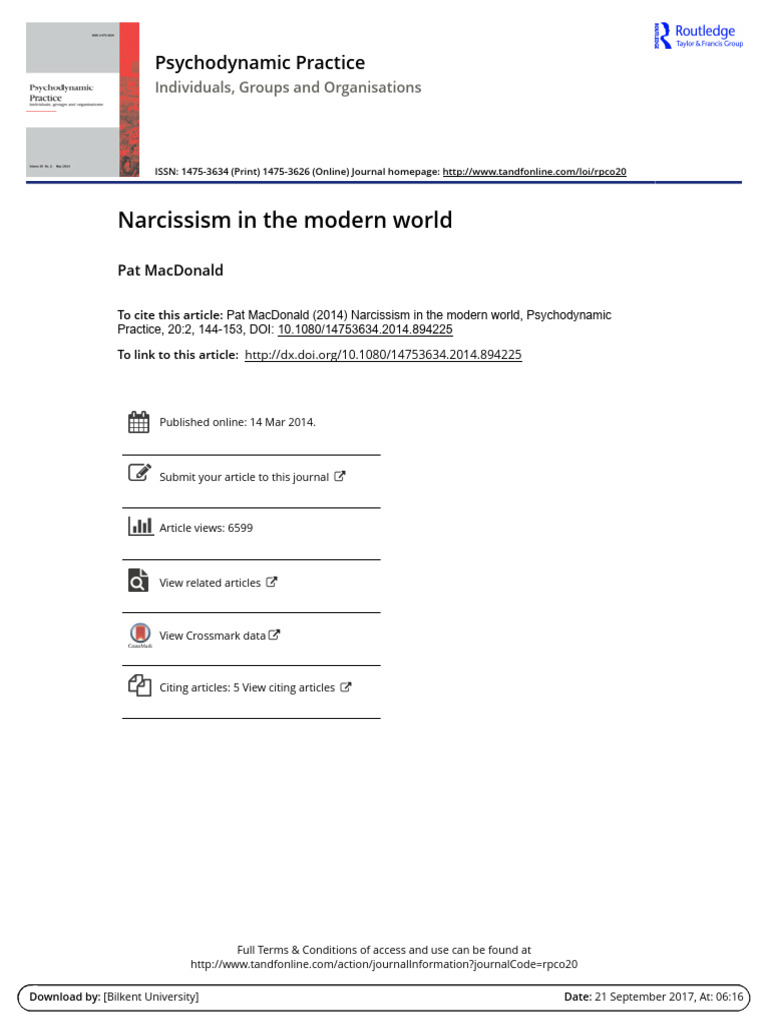 Narcissism in The Modern World Pat McDonald | PDF | Narcissism ...
